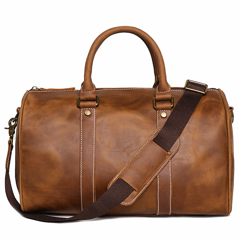 Women's & Men's & Leather Crazy Horse Short Business Travel Bags