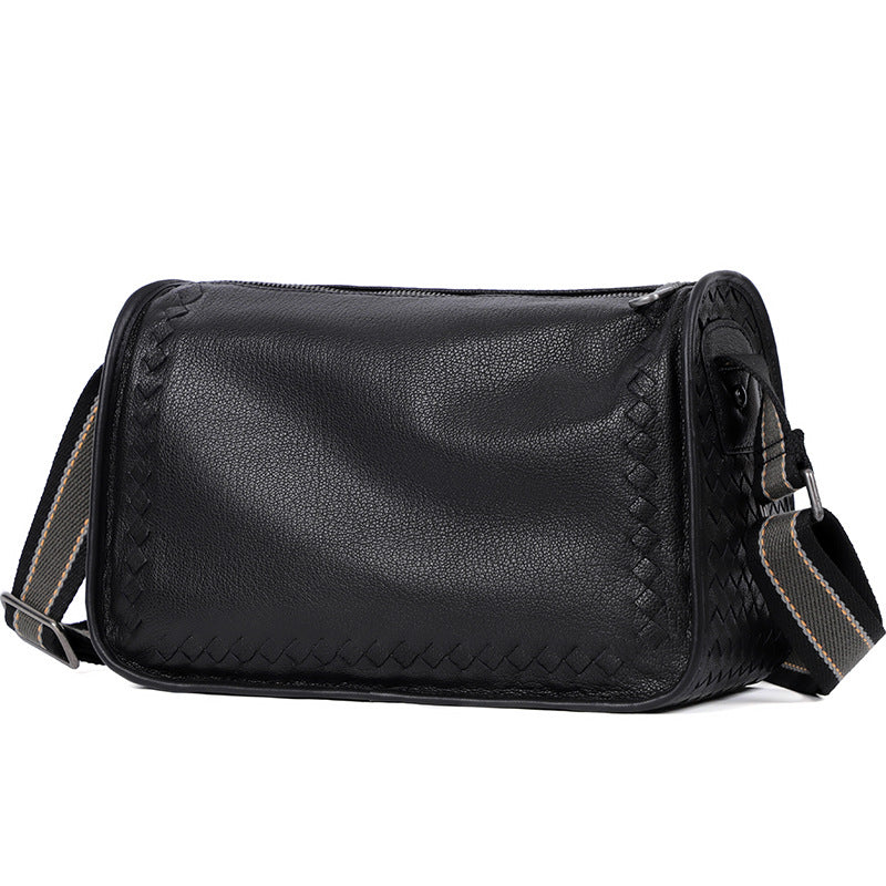 Men's Woven Leather First Layer Cowhide Sheepskin Men's Messenger Bags