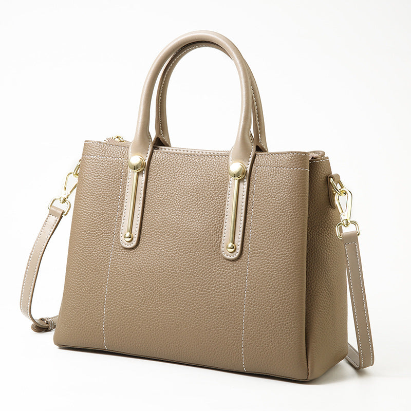 Women's Elegant Mother First Layer Cowhide Genuine Handbags