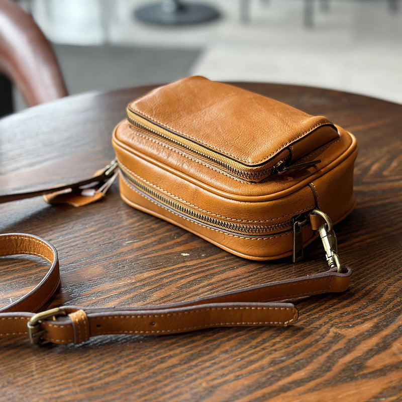 Women's Fashion Leather Summer Cowhide Top Layer Small Square Bags