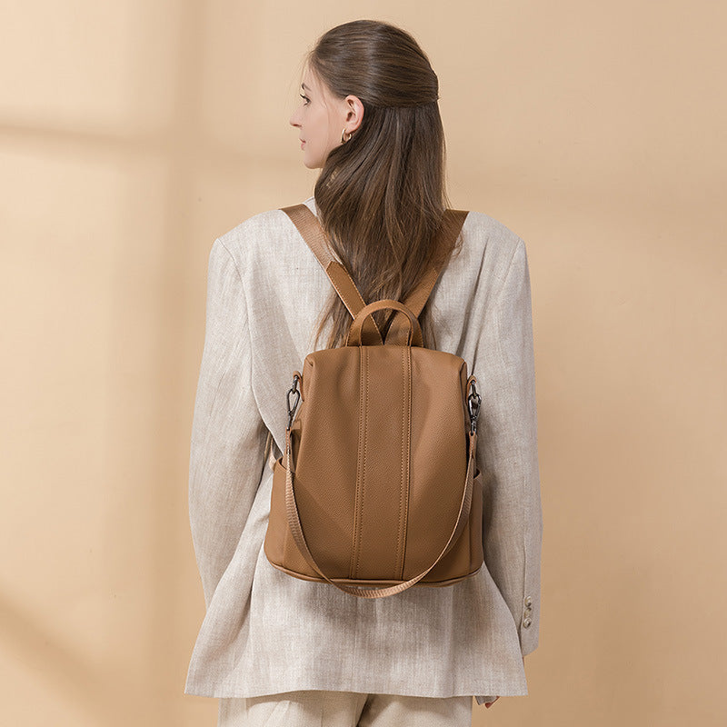 Women's Fashion Fashionable College Soft Leather Backpacks