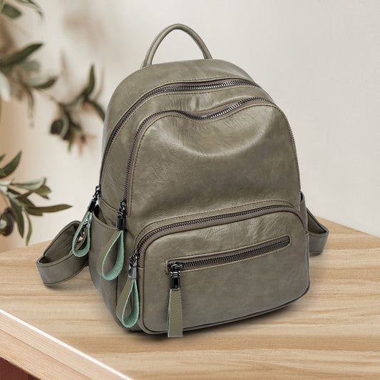 Women's Leather Fashionable Simple Texture Soft Lightweight Backpacks