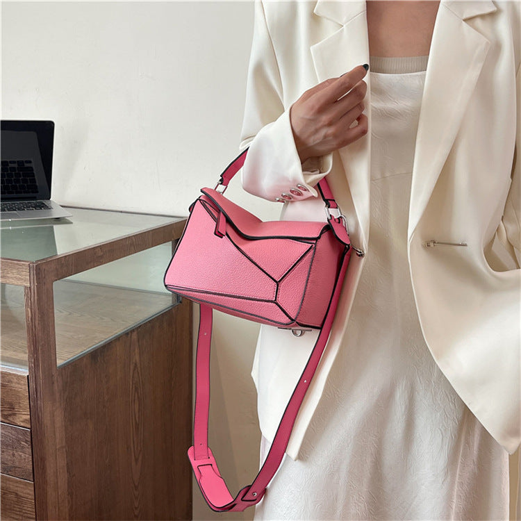 French Geometric Large Capacity Xi Portable Shoulder Bags