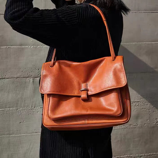 Women's Handmade Cowhide Advanced Texture Design Commuter Shoulder Bags