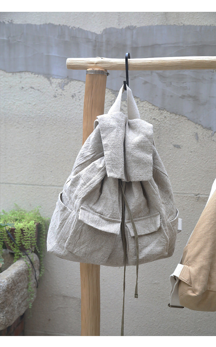 Linen Large Capacity Korean Style Simple Backpacks