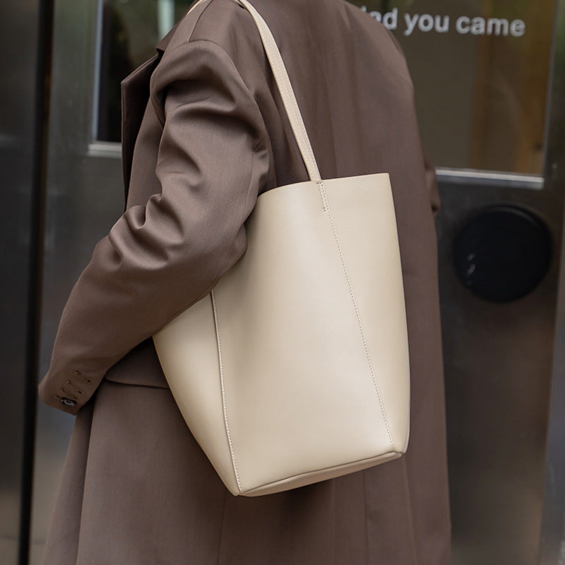 Women's Leather Light Luxury Minority Large Capacity Bucket Bags