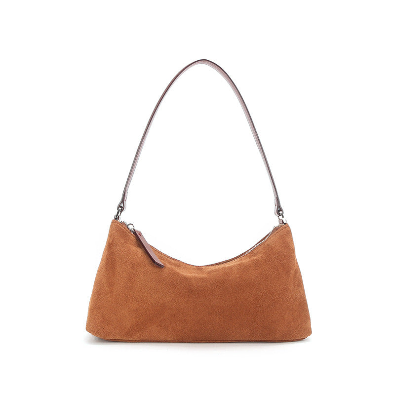 Women's Niche Suede Underarm Baguette Retro Matte Armpit Bags
