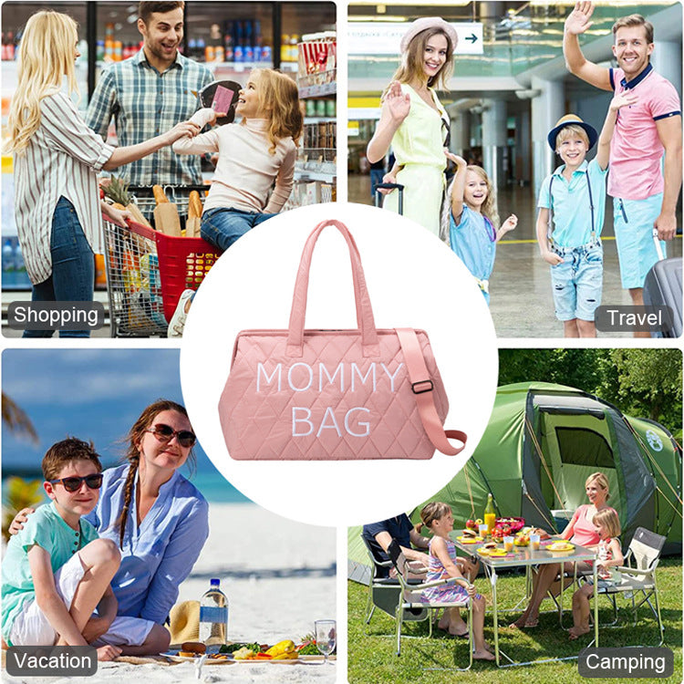 Rhombus Embroidered Mummy Waterproof Large Capacity Bags