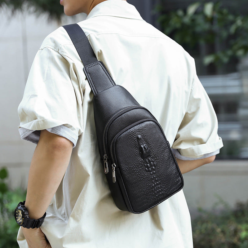 Men's Crocodile Pattern Leather Portable Versatile Cowhide Men's Bags