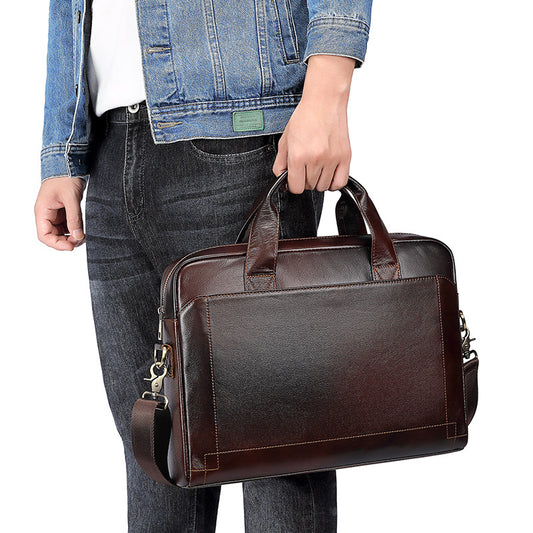 Men's Slouchy Top Layer Cowhide Business Men's Briefcases
