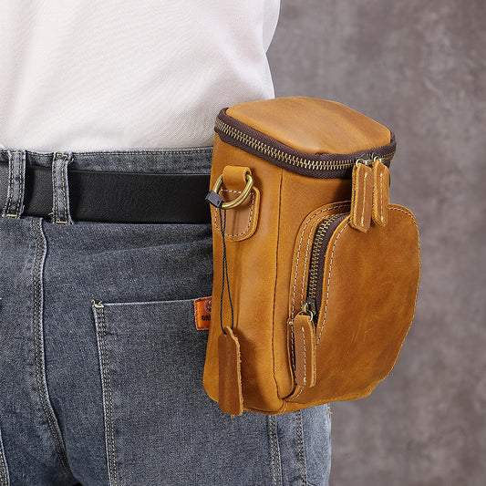 Men's Vintage Leather Mini Top Layer Hanging Men's Messenger Bags