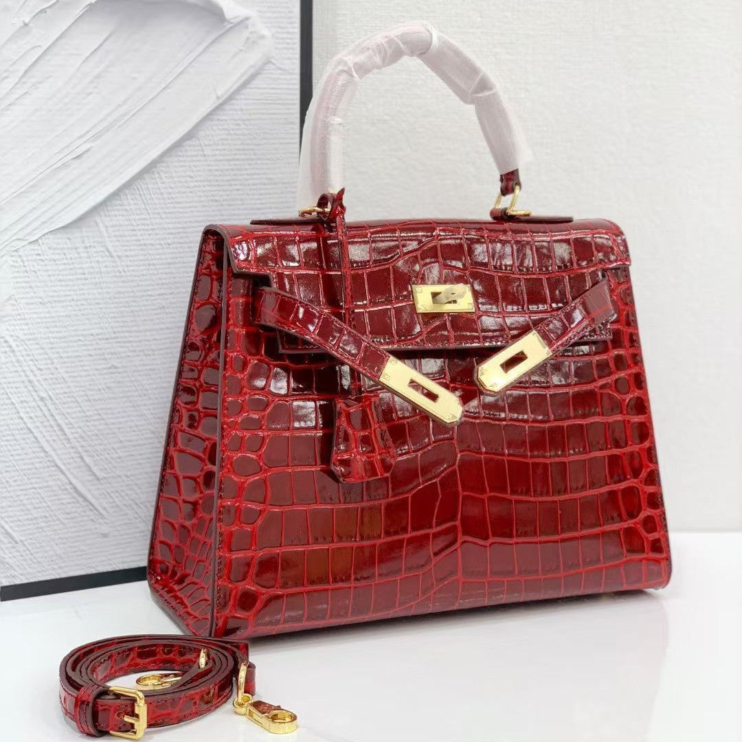 Women's Genuine Leather Fashion Cattlehide Platinum Portable Crossbody Bags