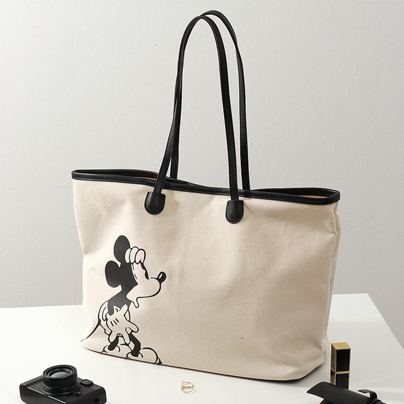 Women's Graceful Disney Mickey Design Canvas Shoulder Bags
