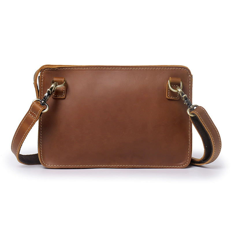 Men's Horse Leather Clutch Vintage First Layer Men's Shoulder Bags