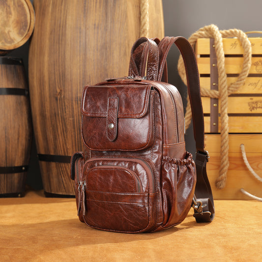 Genuine Leather Retro Fashion Oil Wax Backpacks