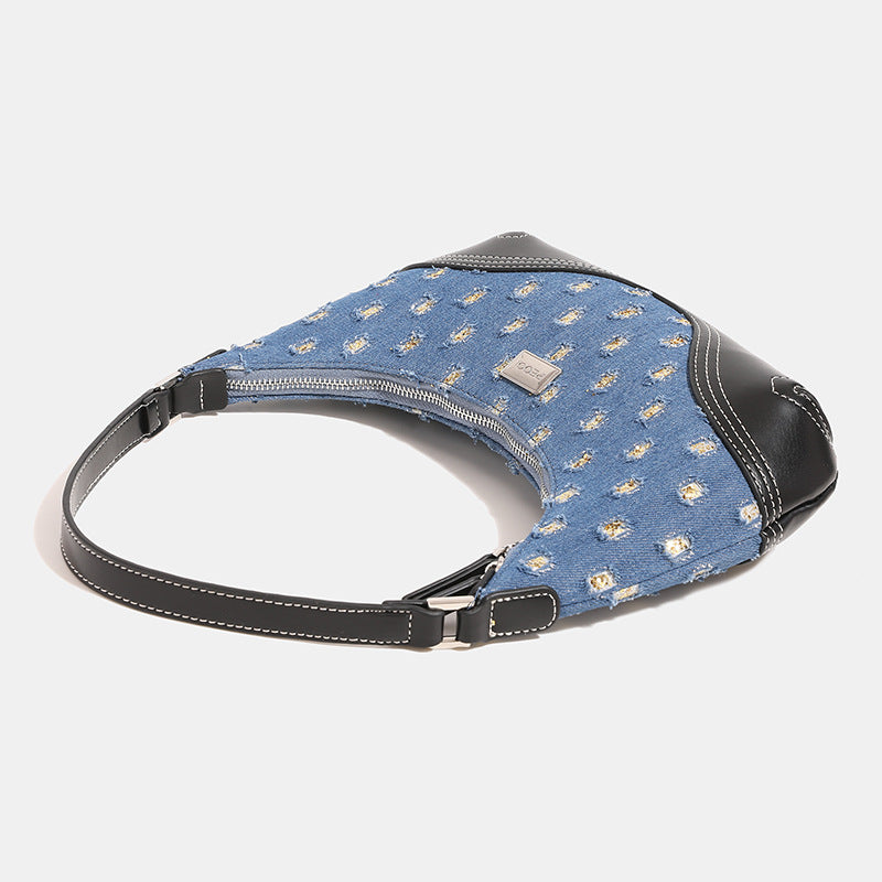 French Stick Female Advanced Texture Design Ripped Contrast Color Armpit Bags