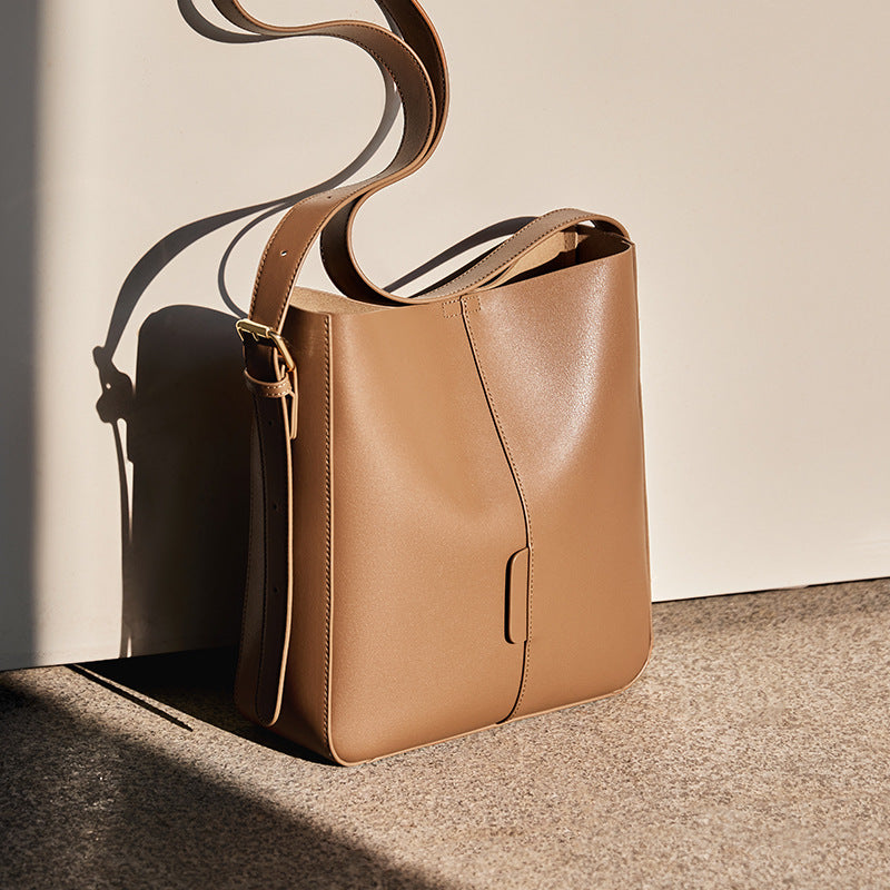 Women's Slouchy Summer High-grade Genuine Leather Bucket Bags