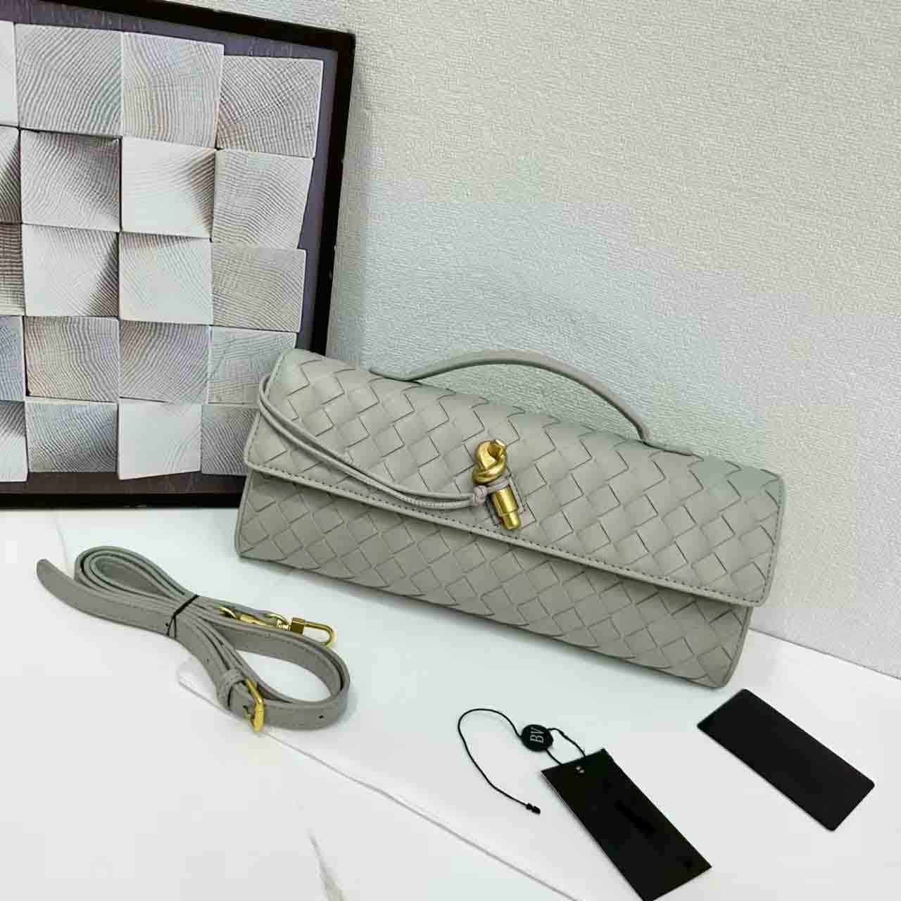 Women's Genuine Leather Baguette Woven Underarm Niche Backpacks