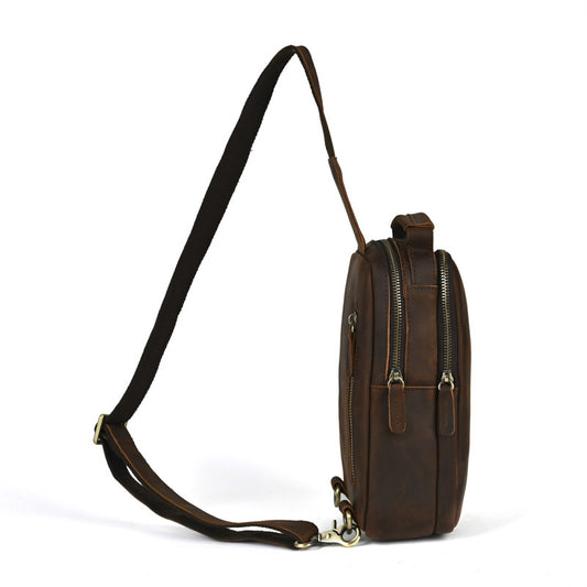 Men's Ancient Hipster First Layer Crazy Horse Men's Chest Bags