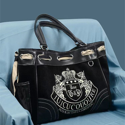Letter Embroidered Large Capacity American Vintage Shoulder Bags
