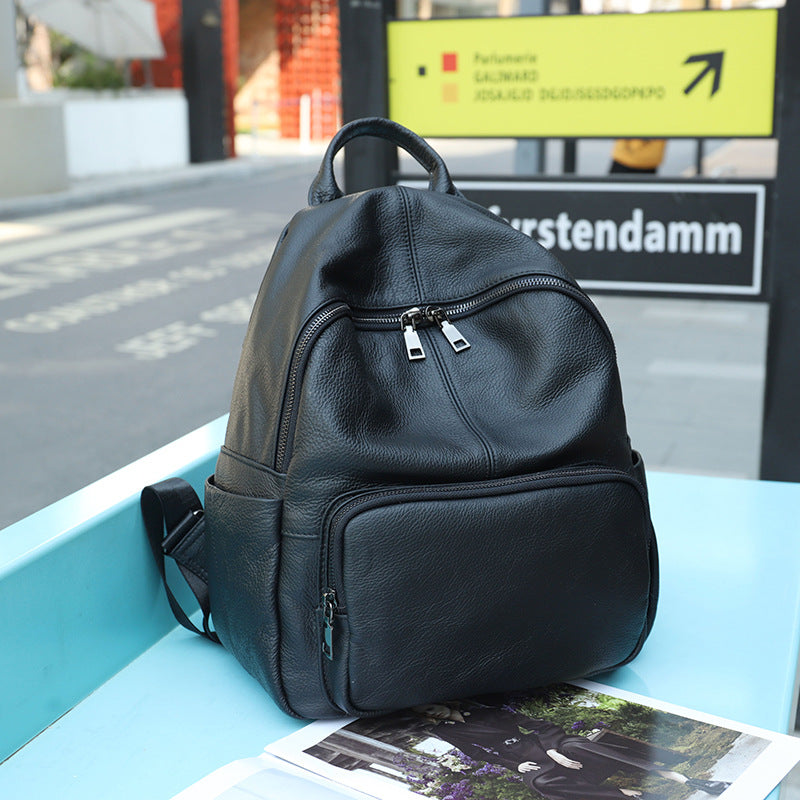 Women's Leather Soft Simple Fashion Large Capacity Backpacks