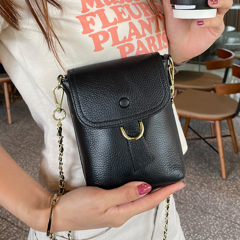 Women's Genuine Leather Golden Ball First Layer Cowhide Crossbody Bags