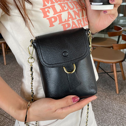 Women's Genuine Leather Golden Ball First Layer Cowhide Crossbody Bags