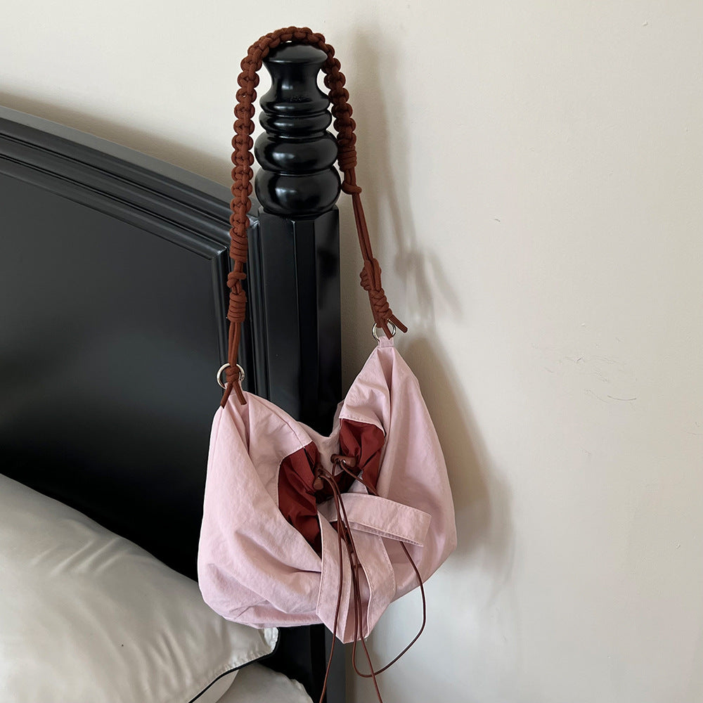 Nylon Cloth Lightweight Large Capacity Drawstring Shoulder Bags