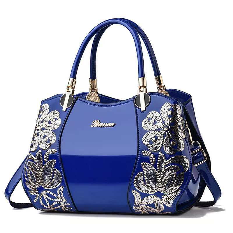 Women's Elegant Genuine Leather Mother Patent Bucket Bags