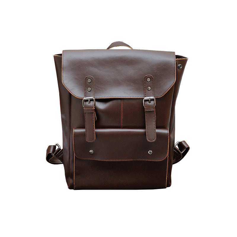 Men's Crazy Horse Leather Large Capacity Inch Backpacks