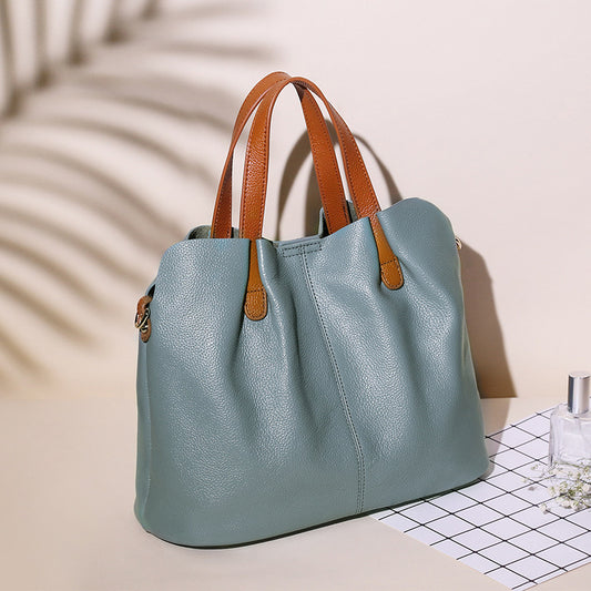 Women's Layer Cowhide Big Female Genuine Leather Shoulder Bags