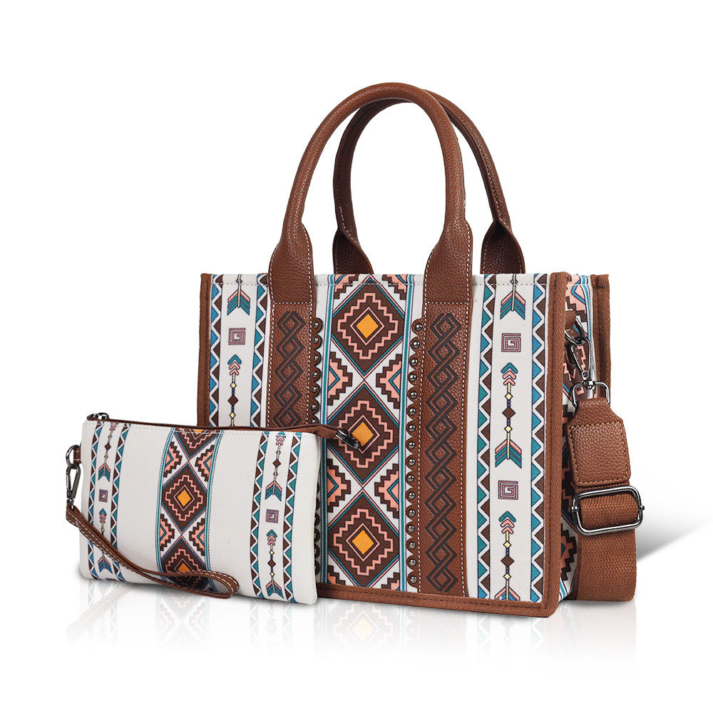 Women's Bohemian Personalized Rhombus Large Capacity Lion Tote Bags
