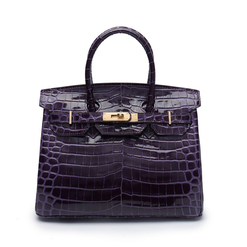 Women's Fashion Crocodile Pattern Genuine Leather Cow Handbags