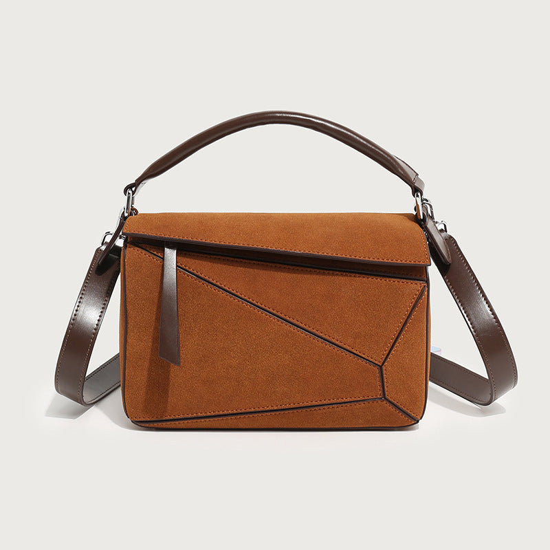 Women's Simple Portable Geometric Frosted Stitching Large Handbags