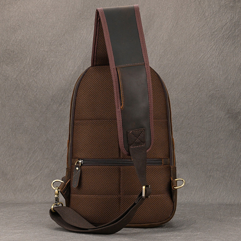 Men's Horse Leather Large Capacity Leisure With Men's Chest Bags