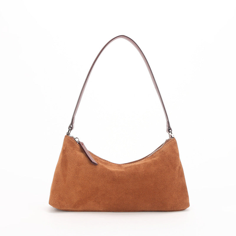 Women's Niche Suede Underarm Baguette Retro Matte Armpit Bags