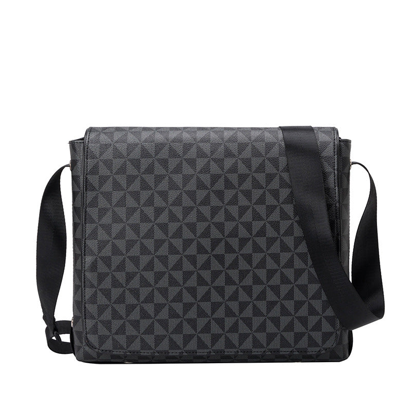 Men's Plaid Vertical Flip Fashion Large Capacity Men's Shoulder Bags
