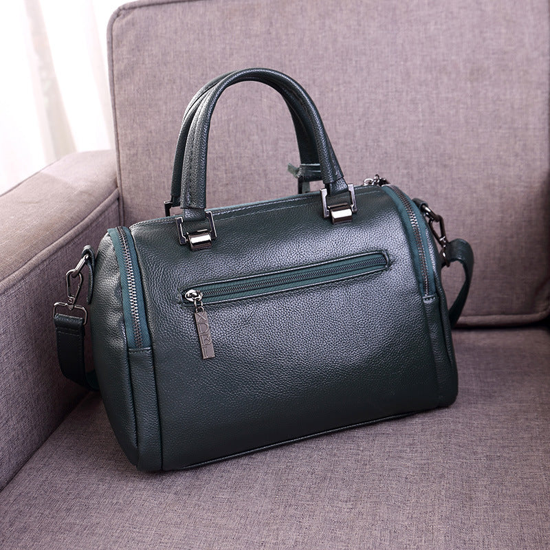 Women's Paul Fashionable Retro Leather Portable Boston Handbags