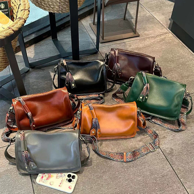Women's Genuine Leather Large Capacity Retro Elegant Small Square Bags