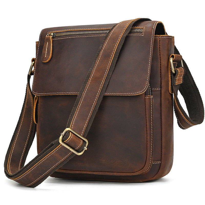 Men's Retro Crazy Horse Leather Trendy Genuine Men's Shoulder Bags