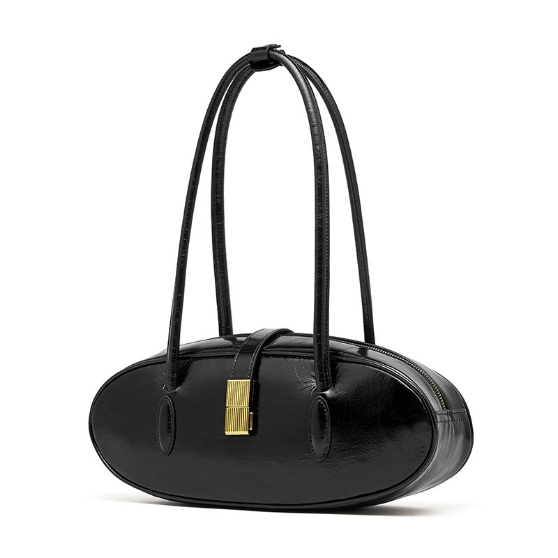 Women's Oil Wax Cowhide Underarm One Genuine Shoulder Bags