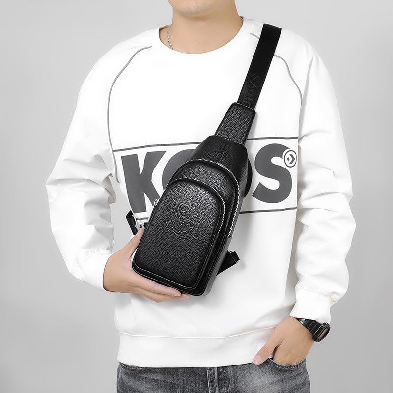 Men's Kangaroo Leather First Layer Cowhide Trendy Men's Chest Bags