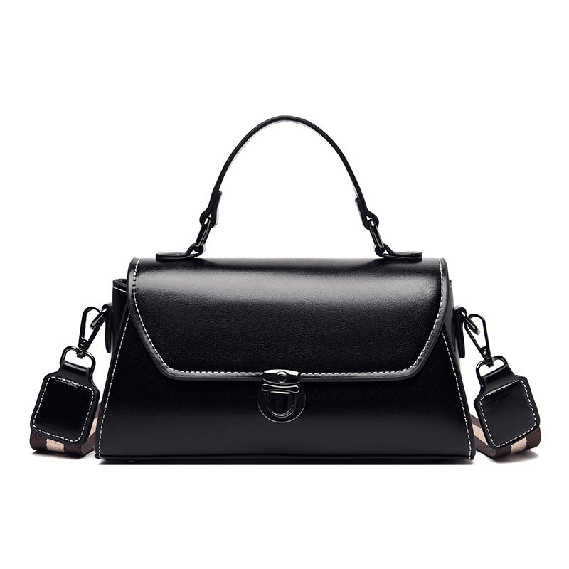 Women's Cow Wax Leather Strap Korean Style Shoulder Bags