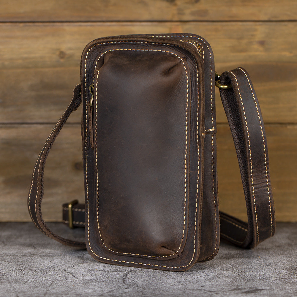 Men's Leather Vertical First Layer Cowhide Retro Bags