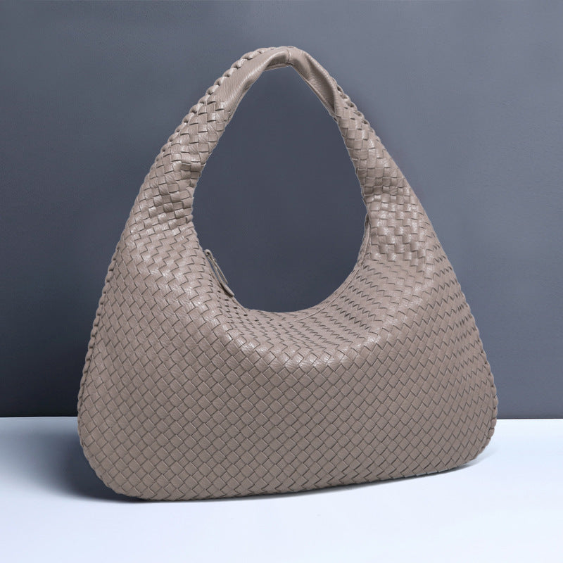 Women's Crescent Woven Large Capacity Simple Croissant Armpit Bags