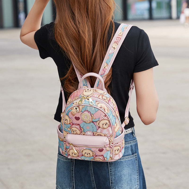 Bear Attachment Female Design Cute Large Backpacks