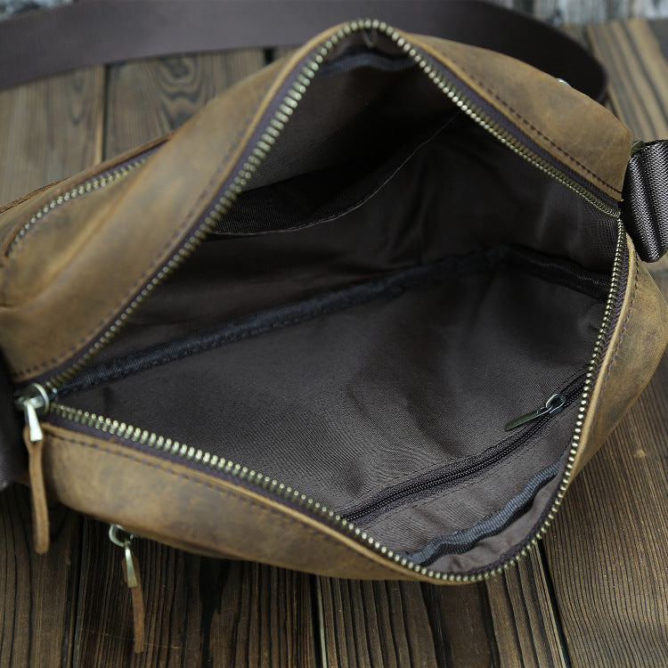 Men's Leather Handmade Retro Crazy Horse Simple First Men's Shoulder Bags