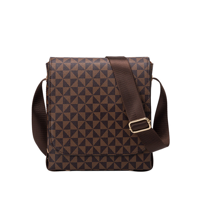 Men's Plaid Vertical Flip Fashion Large Capacity Men's Shoulder Bags