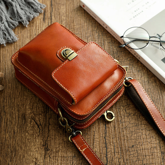 Men's Vegetable Tanned Hand-rub Color Genuine Leather Top Layer Men's Messenger Bags