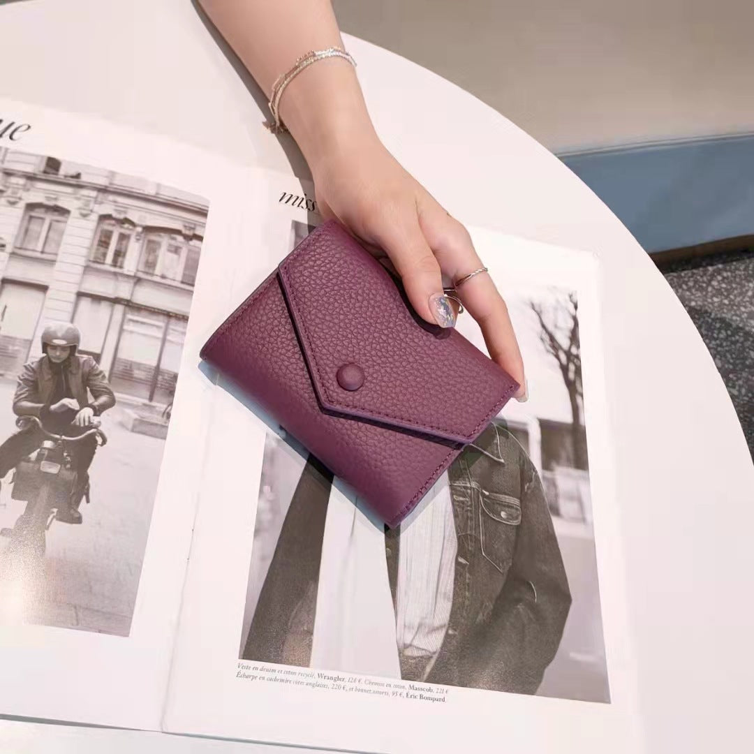 Women's Fashion Cattlehide Leather Three-fold Vertical Purses
